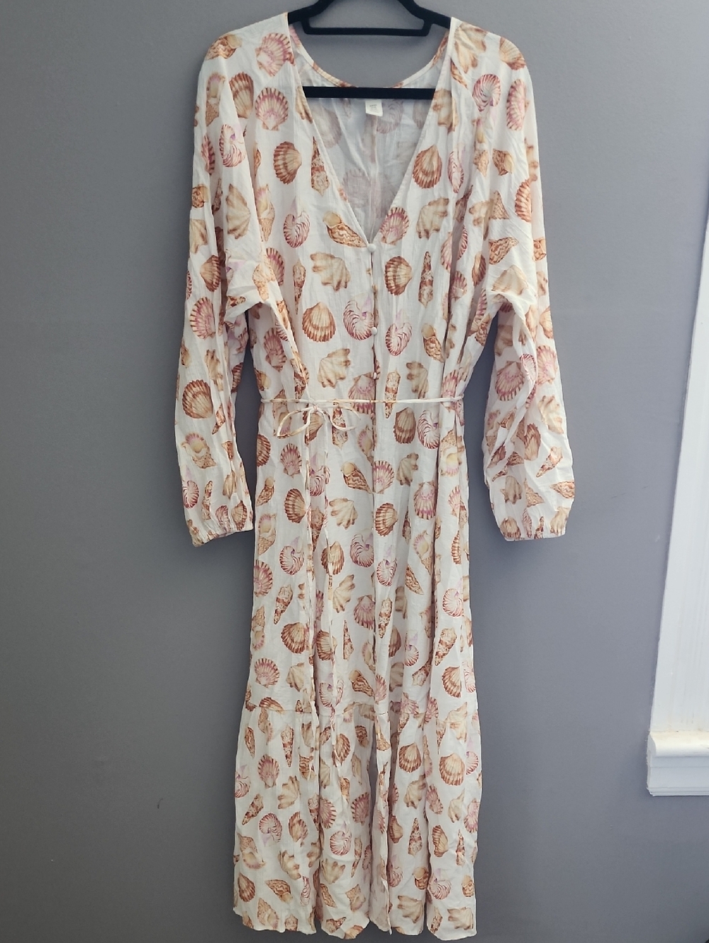H&M Cream Dress with Pink Shell Print